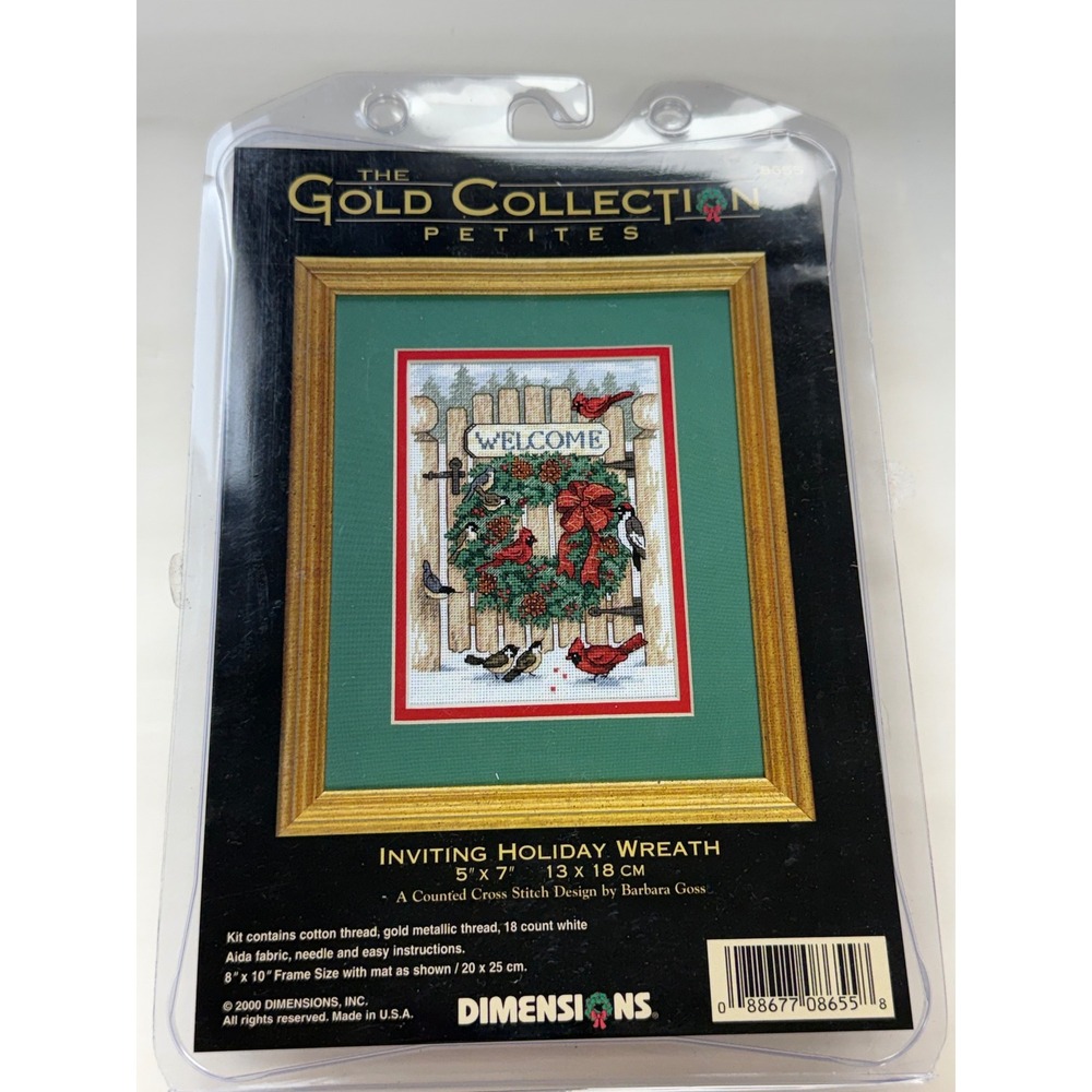 Vintage Dimensions Gold Collection Holiday Wreath Cross Stitch Kit Christmas
